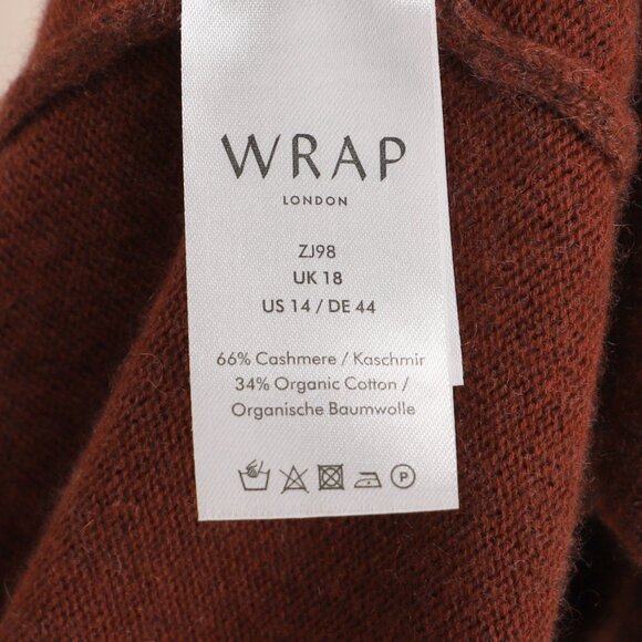 WRAP LONDON Cashmere Organic Cotton Zip-Up Hoodie Merlot Chilli Size US 14 - Picture 9 of 9